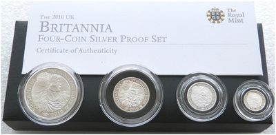 2010 Britannia Silver Proof 4 Coin Set Box Coa
