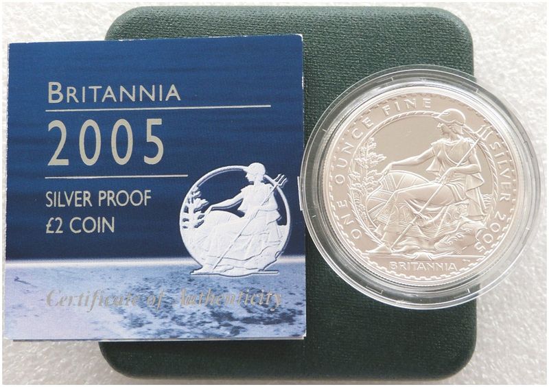 2005 Britannia £2 Silver Proof 1oz Coin Box Coa