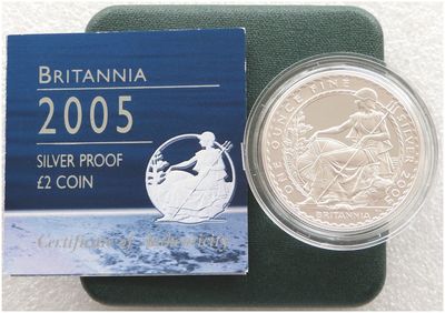 2005 Britannia £2 Silver Proof 1oz Coin Box Coa