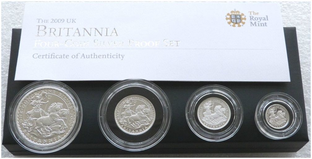 2009 Britannia Silver Proof 4 Coin Set Box Coa