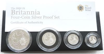 2008 Britannia Silver Proof 4 Coin Set Box Coa