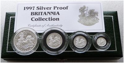 1997 Britannia Silver Proof 4 Coin Set Box Coa