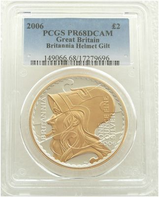 2006 Britannia Helmet £2 Silver Gold Proof 1oz Coin PCGS PR68 DCAM