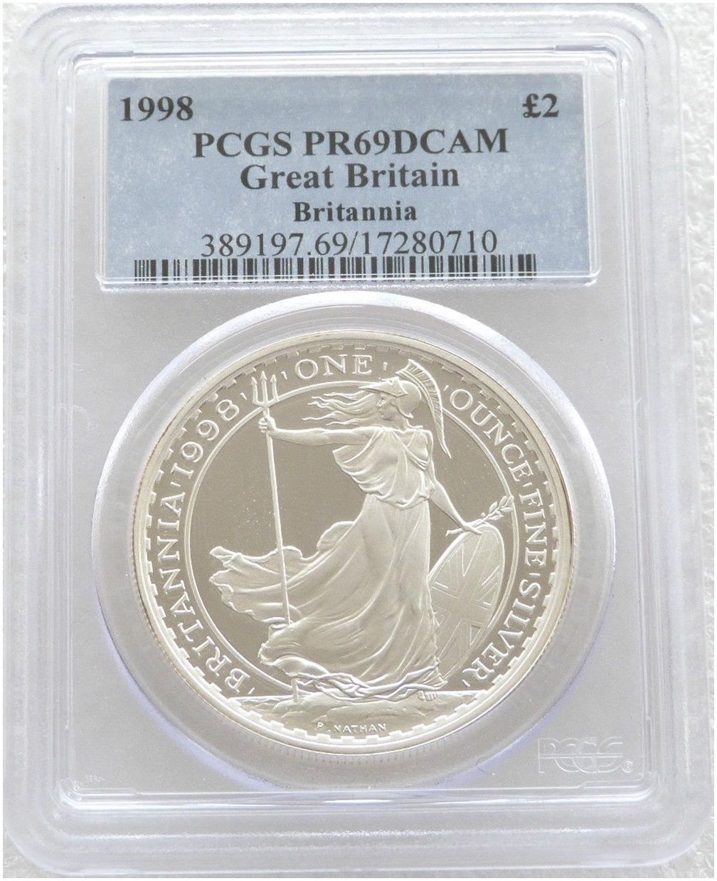 1998 Britannia £2 Silver Proof 1oz Coin PCGS PR69 DCAM
