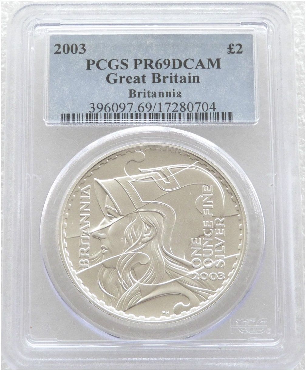 2003 Britannia £2 Silver Proof 1oz Coin PCGS PR69 DCAM