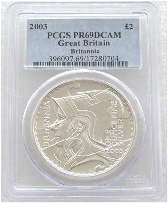 2003 Britannia £2 Silver Proof 1oz Coin PCGS PR69 DCAM