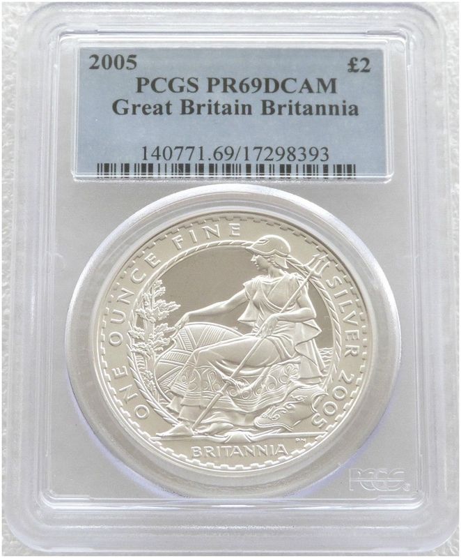 2005 Britannia £2 Silver Proof 1oz Coin PCGS PR69 DCAM