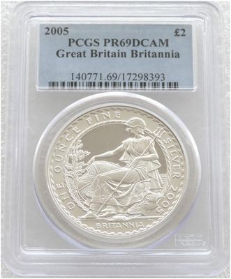 2005 Britannia £2 Silver Proof 1oz Coin PCGS PR69 DCAM