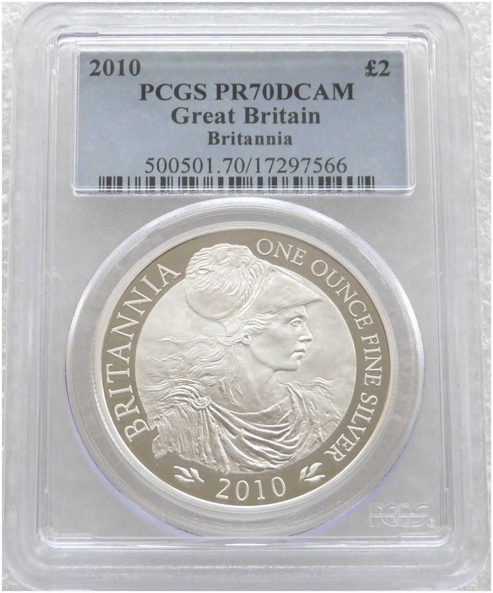 2010 Britannia £2 Silver Proof 1oz Coin PCGS PR70 DCAM