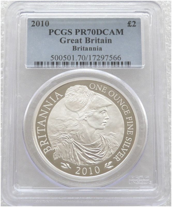 2010 Britannia £2 Silver Proof 1oz Coin PCGS PR70 DCAM
