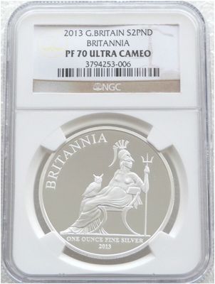 2013 Britannia £2 Silver Proof 1oz Coin NGC PF70 UC