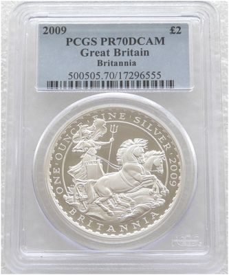 2009 Britannia £2 Silver Proof 1oz Coin PCGS PR70 DCAM