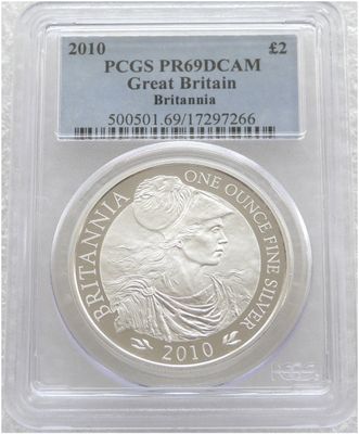 2010 Britannia £2 Silver Proof 1oz Coin PCGS PR69 DCAM
