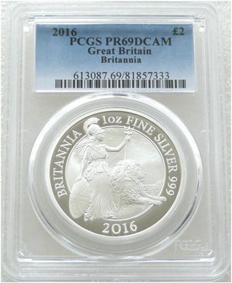 2016 Britannia £2 Silver Proof 1oz Coin PCGS PR69 DCAM