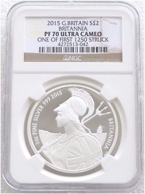 2015 Britannia £2 Silver Proof 1oz Coin NGC PF70 UC
