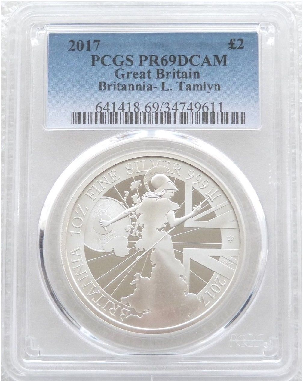 2017 Britannia £2 Silver Proof 1oz Coin PCGS PR69 DCAM