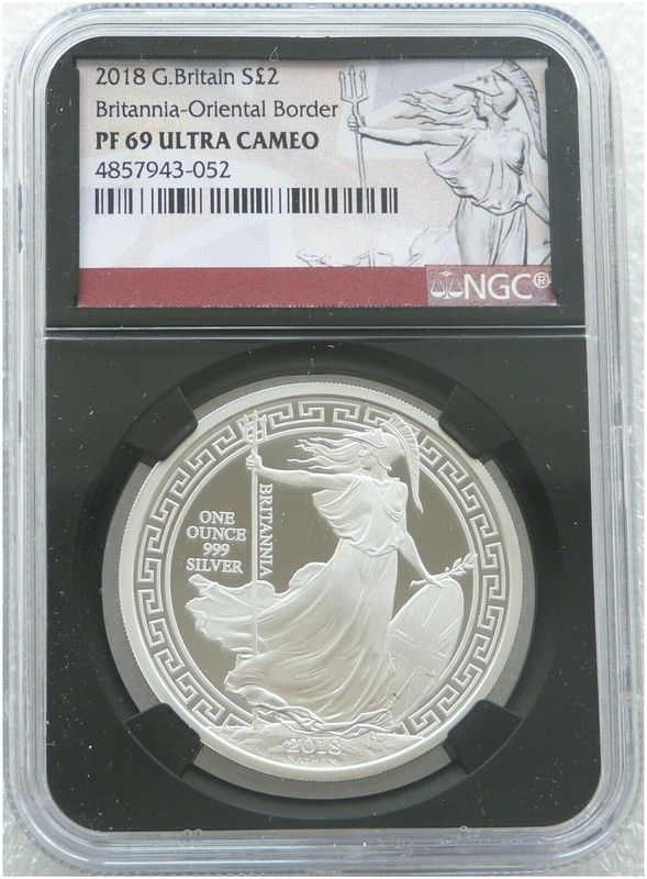 2018 Britannia Oriental Border £2 Silver Proof 1oz Coin NGC PF69 Ultra Cameo