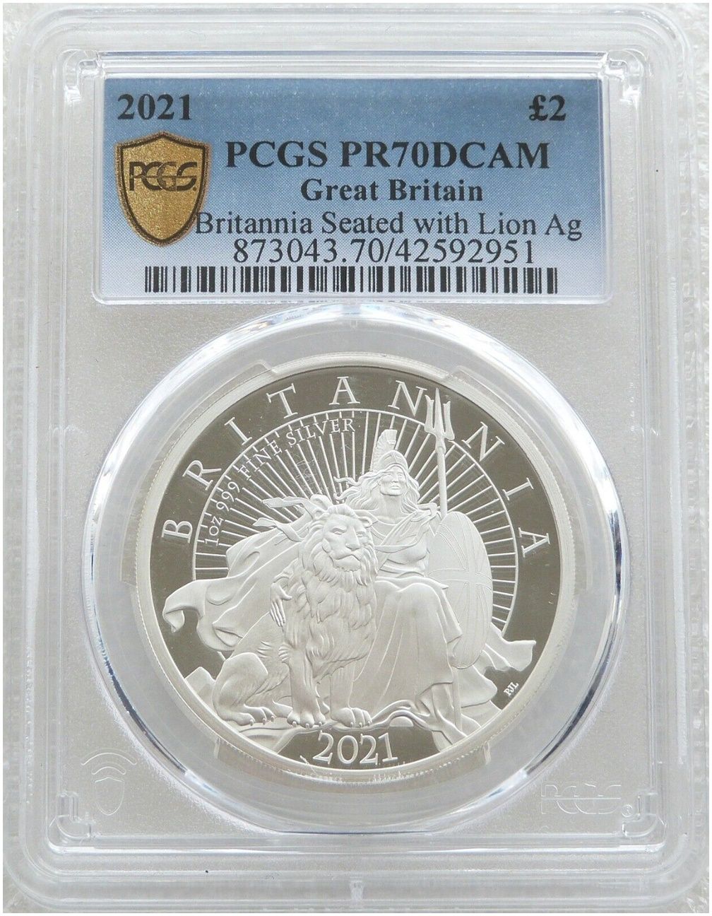 2021 Britannia £2 Silver Proof 1oz Coin PCGS PR70 DCAM