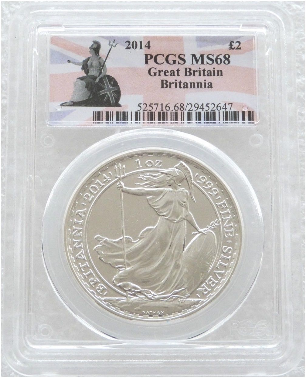 2014 Britannia Mint Error Mule £2 Silver 1oz Coin PCGS MS68