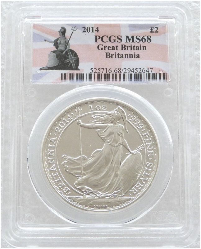 2014 Britannia Mint Error Mule £2 Silver 1oz Coin PCGS MS68