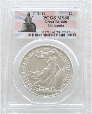 2014 Britannia Mint Error Mule £2 Silver 1oz Coin PCGS MS68