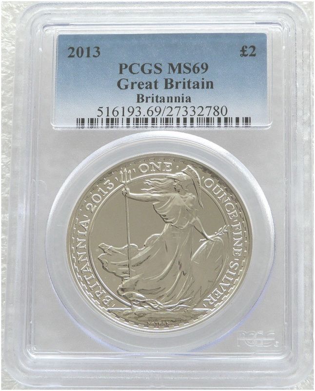 2013 Britannia £2 Silver Bullion 1oz Coin PCGS MS69