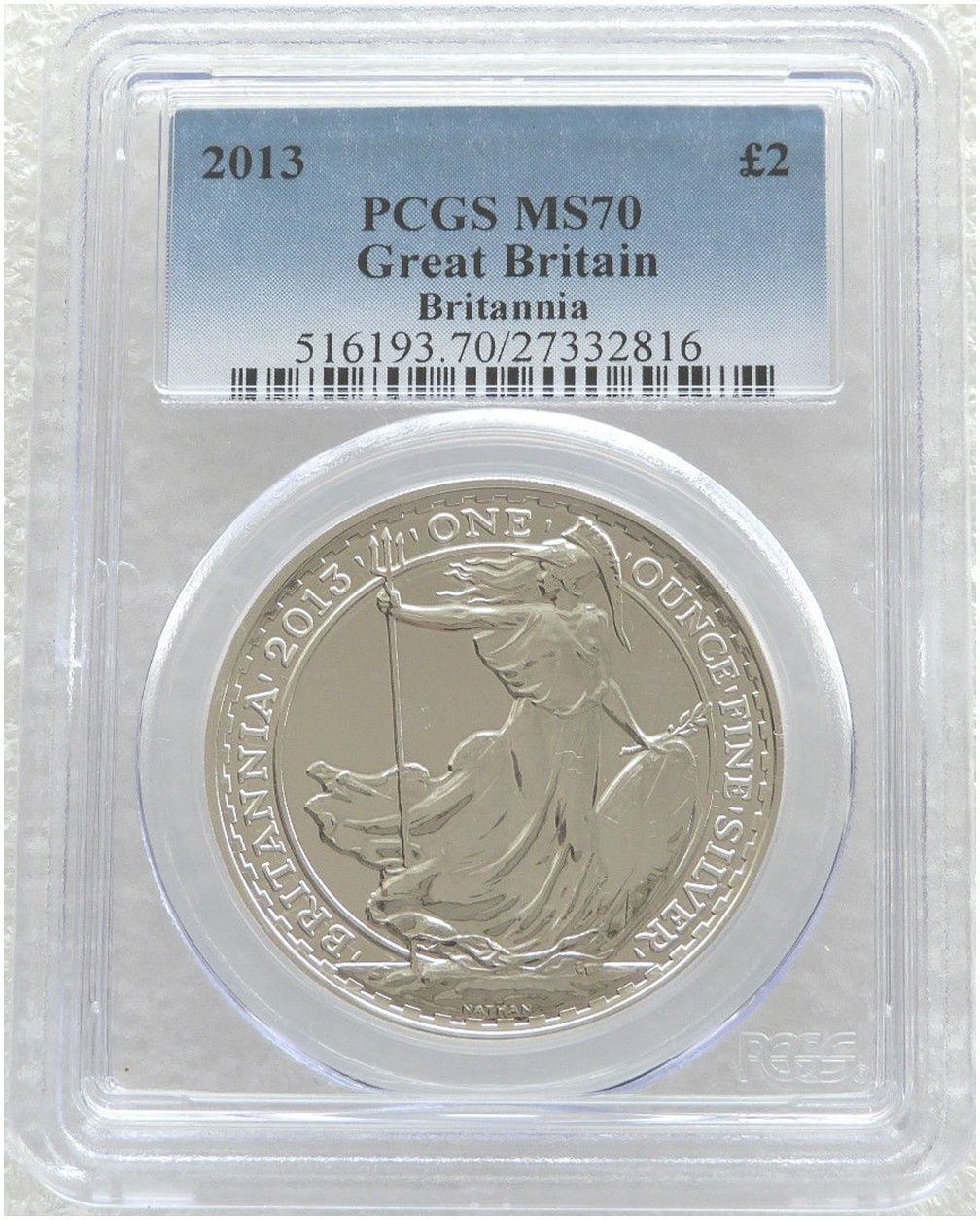 2013 Britannia £2 Silver Bullion 1oz Coin PCGS MS70