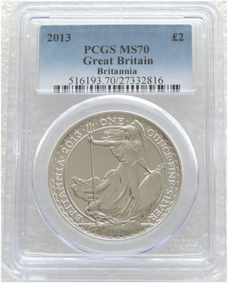 2013 Britannia £2 Silver Bullion 1oz Coin PCGS MS70