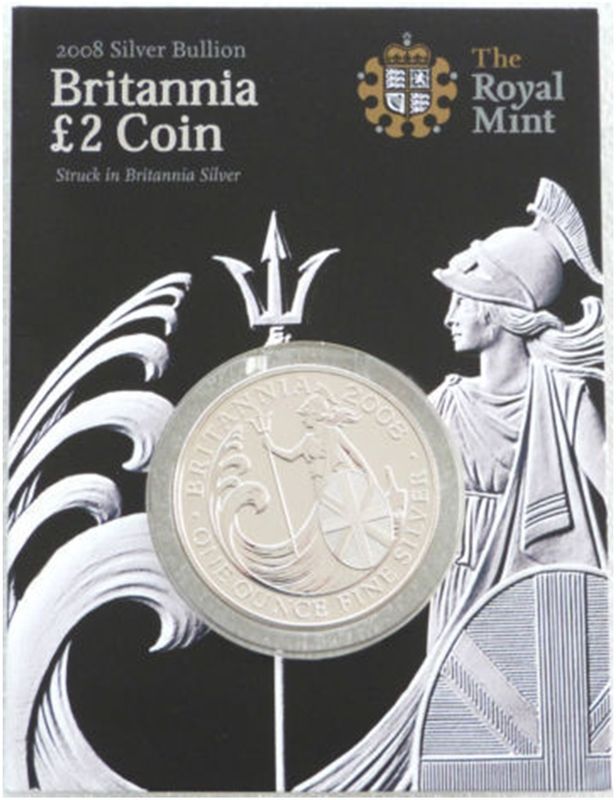 2008 Britannia £2 Silver Bullion 1oz Coin Mint Card