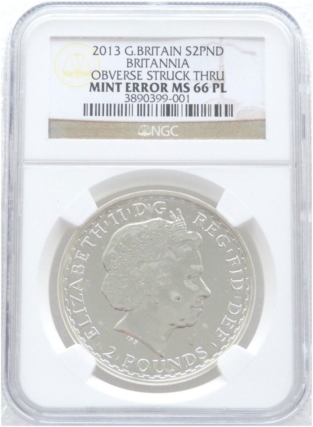 2013 Britannia £2 Silver Bullion 1oz Coin NGC MS66 PL Mint Error