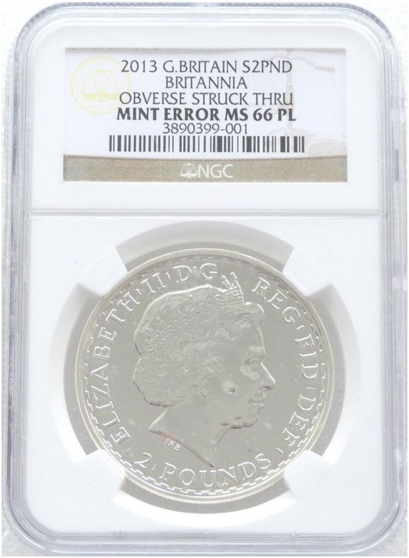 2013 Britannia £2 Silver Bullion 1oz Coin NGC MS66 PL Mint Error