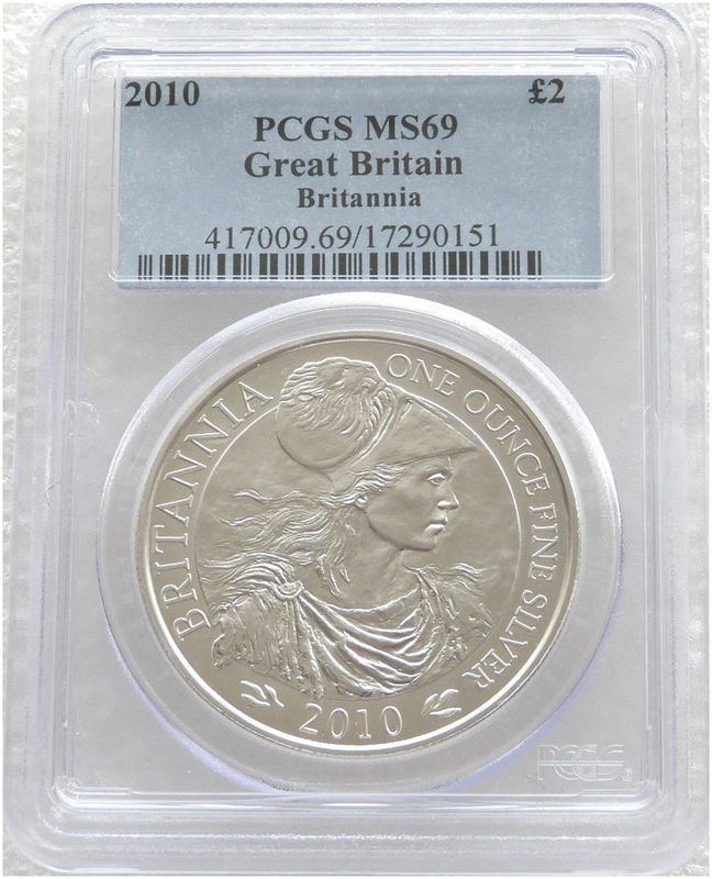 2010 Britannia £2 Silver Bullion 1oz Coin PCGS MS69 2010 Britannia £2 Silver Bullion 1oz Coin PCGS MS69