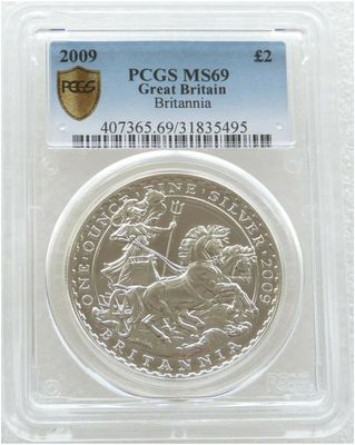 2009 Britannia £2 Silver Bullion 1oz Coin PCGS MS69 Secure