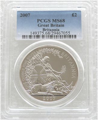 2007 Britannia £2 Silver Bullion 1oz Coin PCGS MS68