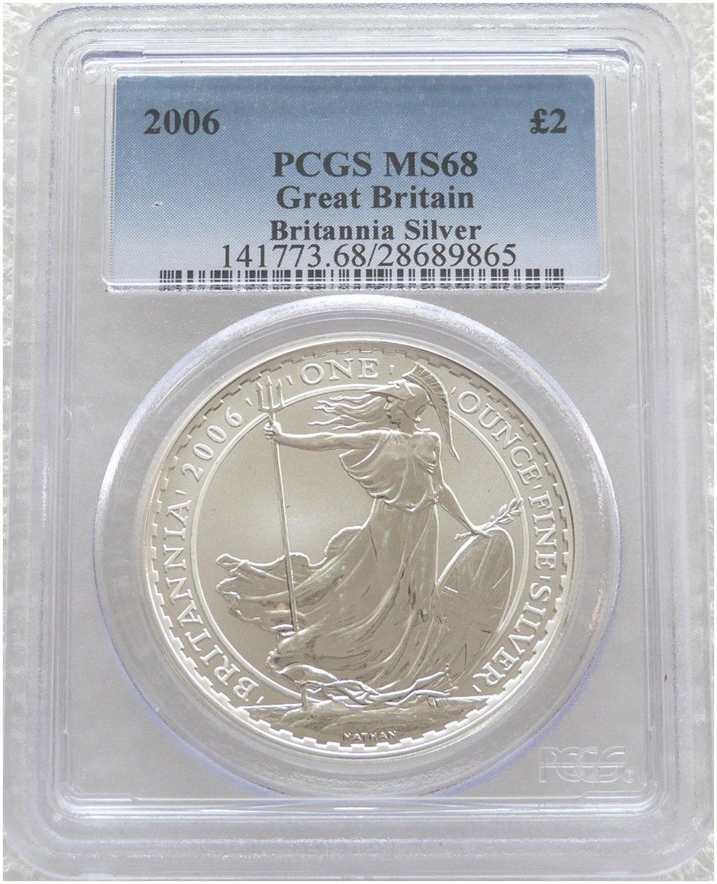 2006 Britannia £2 Silver Bullion 1oz Coin PCGS MS68