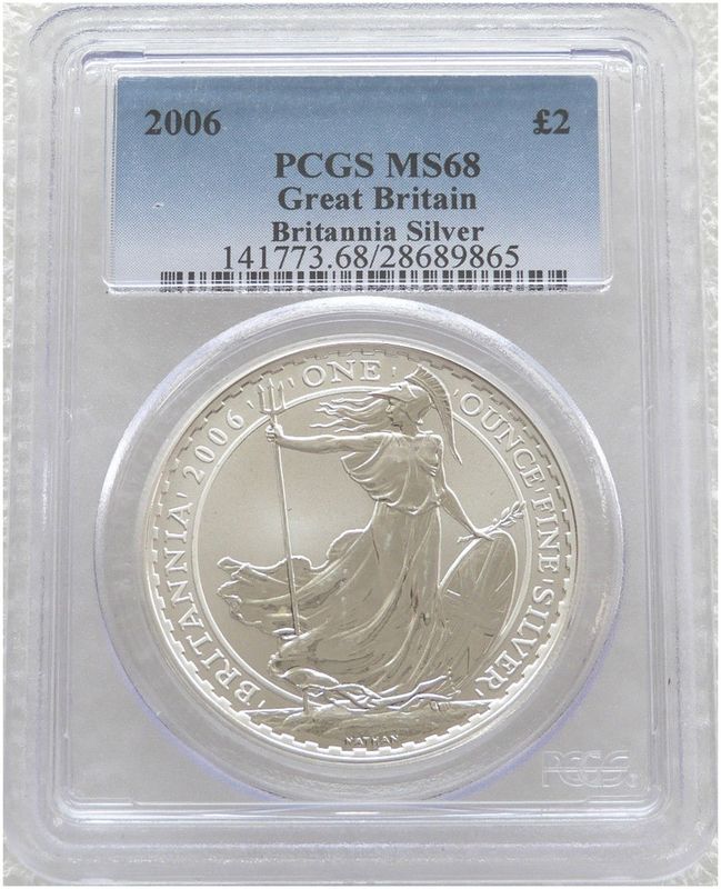 2006 Britannia £2 Silver Bullion 1oz Coin PCGS MS68