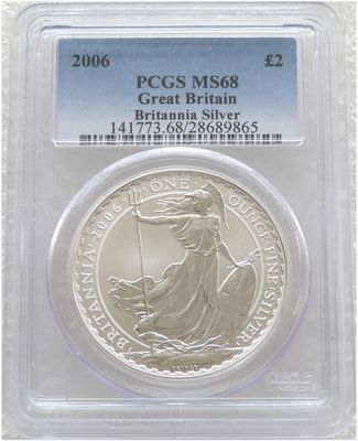 2006 Britannia £2 Silver Bullion 1oz Coin PCGS MS68