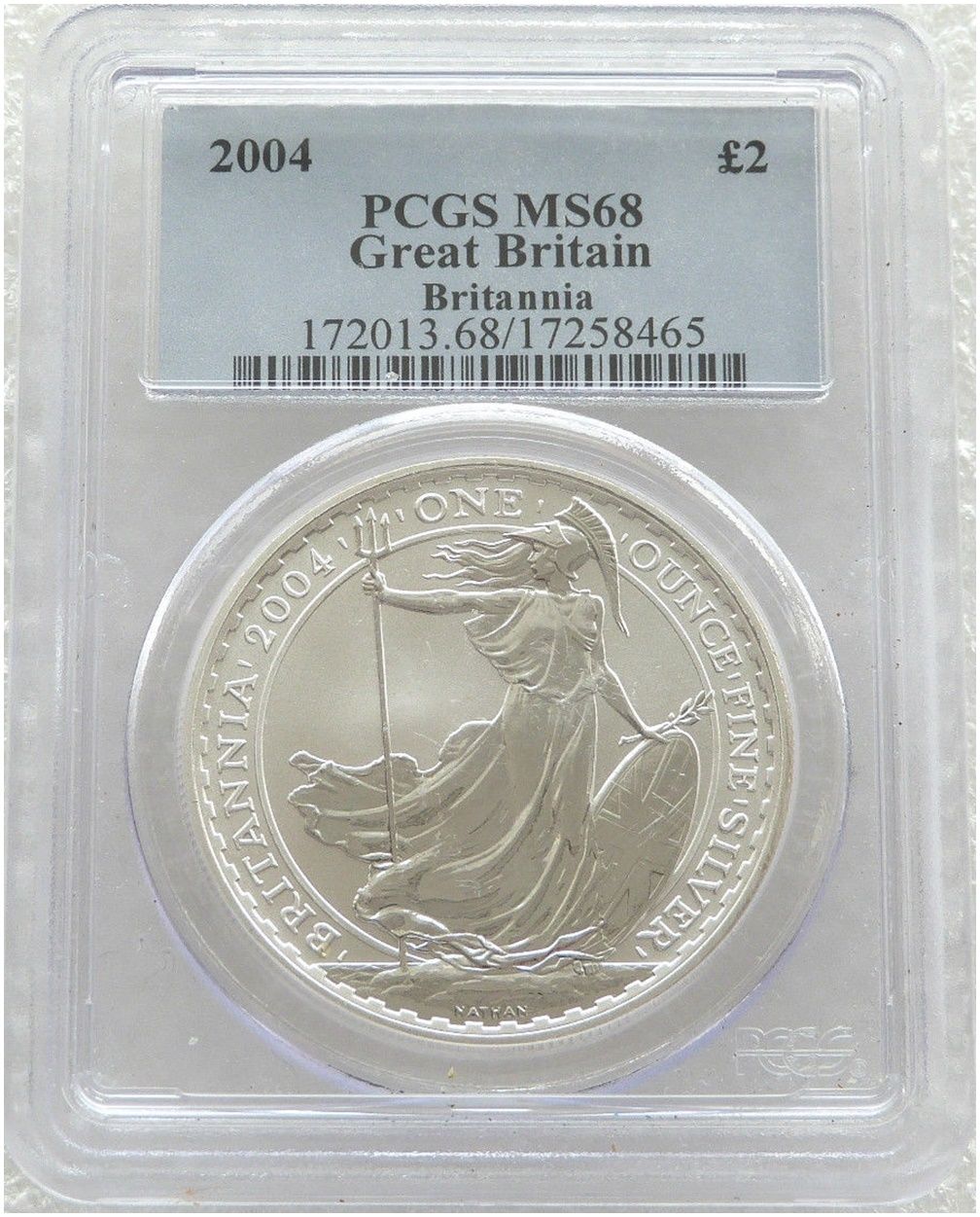 2004 Britannia £2 Silver Bullion 1oz Coin PCGS MS68