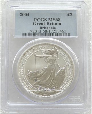 2004 Britannia £2 Silver Bullion 1oz Coin PCGS MS68