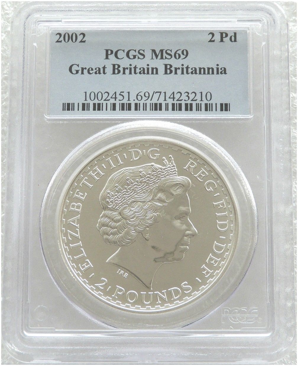 2002 Britannia £2 Silver Bullion 1oz Coin PCGS MS69