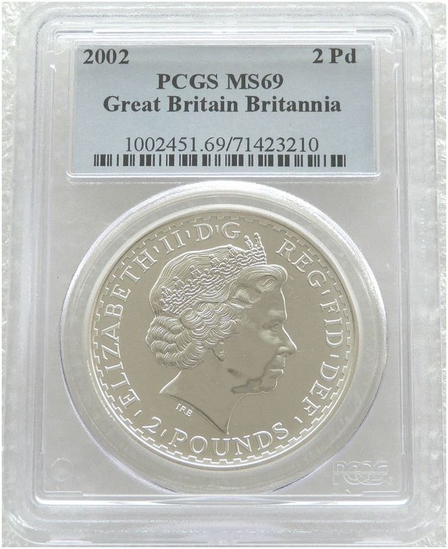 2002 Britannia £2 Silver Bullion 1oz Coin PCGS MS69