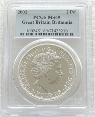 2002 Britannia £2 Silver Bullion 1oz Coin PCGS MS69