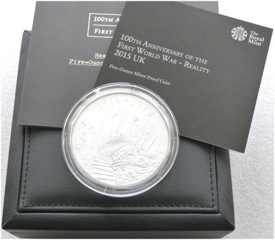 2015 First World War Reality £10 Silver Proof 5oz Coin Box Coa