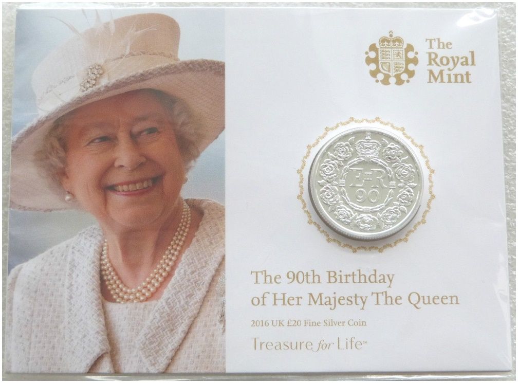 2016 Queens 90th Birthday £20 Silver Coin Mint Pack Sealed
