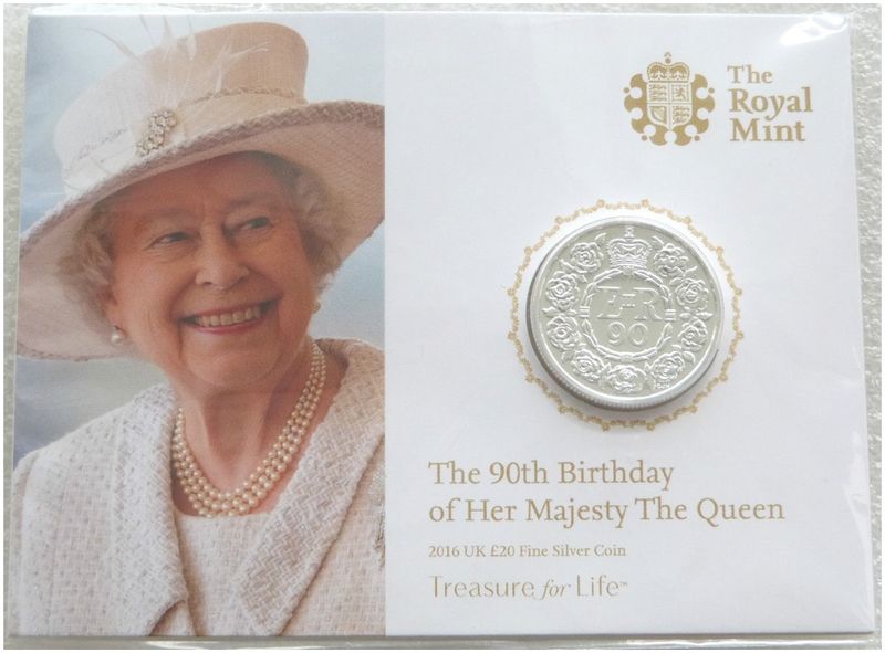 2016 Queens 90th Birthday £20 Silver Coin Mint Pack Sealed