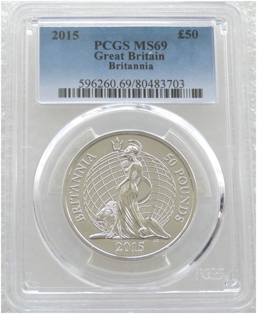2015 Britannia £50 Silver 1oz Coin PCGS MS69