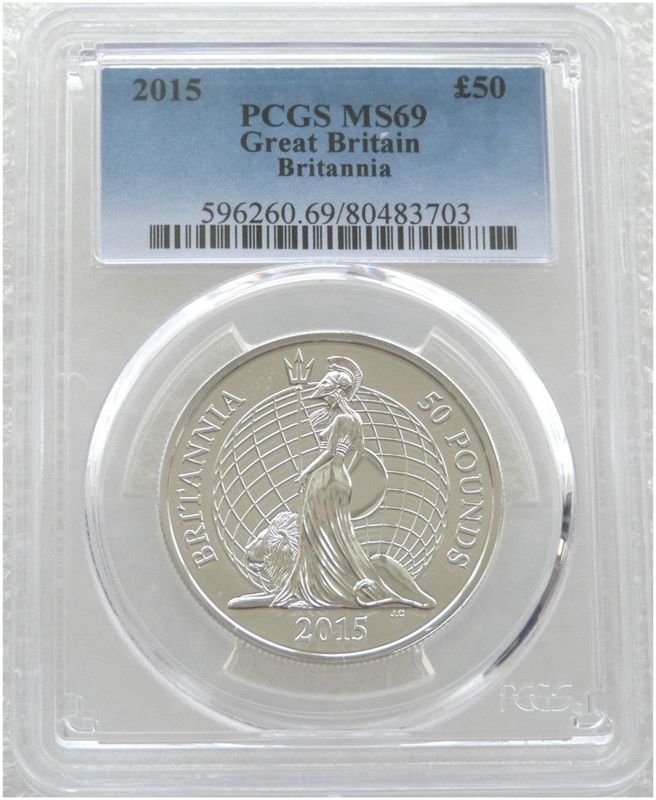 2015 Britannia £50 Silver 1oz Coin PCGS MS69