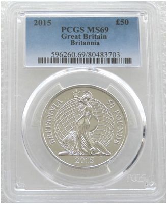 2015 Britannia £50 Silver 1oz Coin PCGS MS69