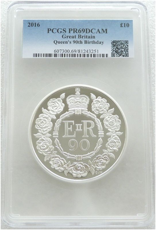 2016 Queens 90th Birthday £10 Silver Proof 5oz Coin PCGS PR69 DCAM