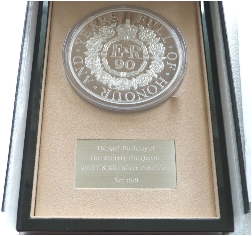 2016 Queens 90th Birthday £500 Silver Proof Kilo Coin Box Coa - Mintage 247